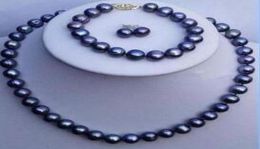black TAHITIAN 910 mm SOUTH SEA Pearl necklace bracelet earring set 18quot 75quot31358153114118