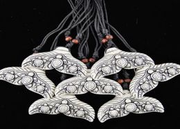 Whole 12PCS Cool Ethnic Tribal White Imitation Yak Bone SharkWhale Tail Surfing Turtles Pendant Necklace Mermaid tail charms 2302938