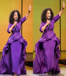 Oprah Winfrey Evening Dresses Sheath Celebrity Gowns Middle East Dubai Arabic Style Purple Evening Party Dress Formal Plus Size Wo2012261