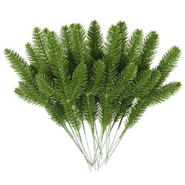 Decorative Flowers Wreaths 1Pack Christmas Pine Needle Branches Fake Plant Christmas Tree Ornament Decorations for Home DIY Wreath Gift Box Wedding Flowers