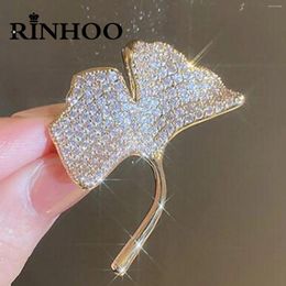 Brooches Rinhoo Vintage Full Rhinestone Ginkgo Leaf For Women Elegant Plant Leaves Backpack Lapel Pins Badge Clothing Jewellery