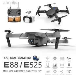 Drones E88 Easy Fly FPV VR Mini Drone Aerial Photography Long Distance Folding Four Helicopters with Camera Remote Control Helicopter Toy Gifts d240509