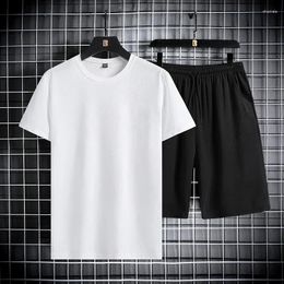 Men's Tracksuits 2024 Summer Solid Colour Sports Suit Short Sleeved T-shirt Shorts Fashion Two-piece Set