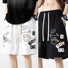 Men's Shorts Oversized Shorts Men Academy American Vintage Colourful Graffiti Print Shorts Couple Five-point Shorts Basketball Short Pants Y240507