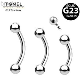 Göbek halkaları göbek düğmesi halkaları kavisli kaş kemik burnu piercing g23 titanyum dahili olarak 14g 5/16 inç 3mm toplar etite göbek halter d240509