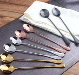 Stainless steel spoon golden color electroplated long ice spoon stir coffee spoon tableware el supplies3730326
