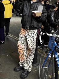 Women's Pants Capris HOUZHOU Y2k Vintage Leopard Jeans Baggy Womans Harajuku Denim Pants Oversized Strtwear Gyaru Trousers Hippie Casual Spring Y240509