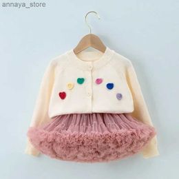 Clothing Sets Korean style new spring/summer/autumn baby girl set long sleeved knitted jacket+sweater+TUTU skiing childrens clothing S375L2405L24045