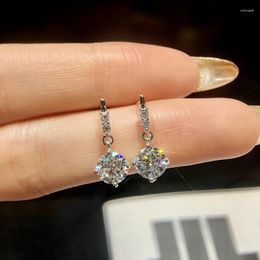 Dangle Earrings KNB 1CT Attractive Tassels Round Moissanite Diamond Drop For Women Gift Real 925 Sterling Silver Wedding Fine Jewelry