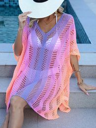 Women S Crochet Cover Up Beach Dress Hollow Out Solid Colour Short Sleeve Sheer Bikini Coverup Bathing Suit Swimsuit