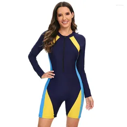 Women's Swimwear One-piece Surfing Suit Long Sleeved Sun Protection Conservative Swimsuit Professional Sports Diving For Women