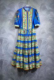 Designer Dress 24 New Blue Print Beach Resort Long Dress