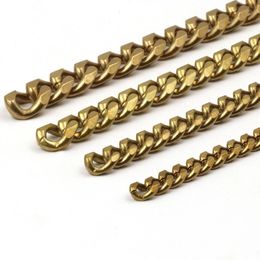 1 Metre Solid Brass Flat Head Bags Chain Open Curb Link Necklace Wheat Chain None-polished Bags Straps Parts DIY Accessories 240509
