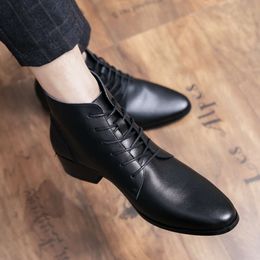 Botas de negócios de tornozelo de couro de couro para homens botas de negócios da moda