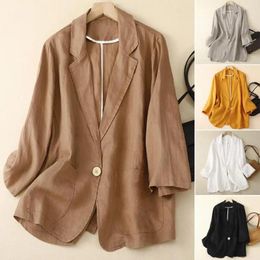 Women's Suits 1Pc Thin Women Suit Jacket Single Button Closure Breathable Summer Coat With 3/4 Sleeves Stylish Lapel For