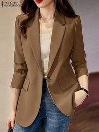 Others Apparel Fashion Women OL Blazer Suits ZANZEA Spring Lapel Neck Long Slve Solid Coats Female Thin Outwear Elegant Office Work Jackets Y240509