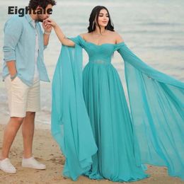 Party Dresses Eightale Beach Evening For Wedding Cap Sleeves Sweetheart Pleats Chiffon Prom Gowns Arabic Special Occasion