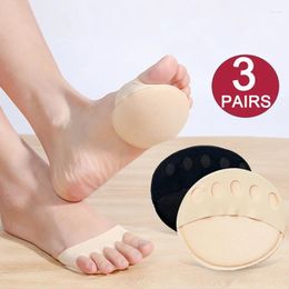 Women Socks FINETOO 3Pairs/lot Forefoot Pads High Heels Foot Breathable Invisible Footpad Half Palm Five-finger Open Toe