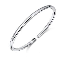 Classical Simple Fashion 925 Sterling Silver Smooth Cuff Bracelets Bangles Pulseras Valentine039s Day Present 2105072937204