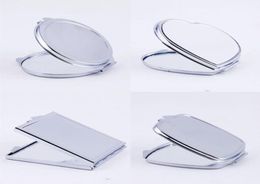 New Silver Pocket Thin Compact Mirror Blank Round Heartshaped Metal Makeup Mirror DIY Costmetic Mirror Wedding Gift2674984