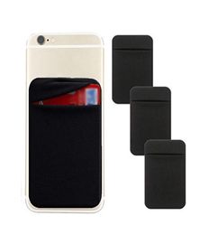 Stick on Wallet Card Holder Self Adhesive Stretchy Cell Phone Sleeve Lid Pouch Phone Pocket for iPhone 12 Samsung S20 Smart Phone8725692