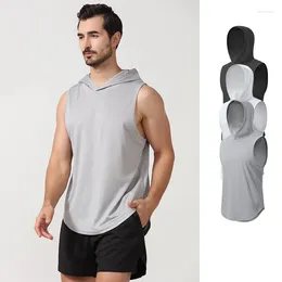 Men's Tank Tops 2024 Men Summer Casual Basic Hooded Top Sleeveless Vest Sports Hoodies Shirts Sportswear Workout Gym Button Tee Shirt