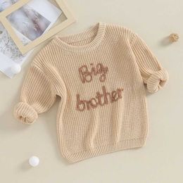 Sets Brother Matching Clothes Embroidery Big Little Jumper Knitted Sweater Kid Toddler Baby Boy Puller Top Q240508
