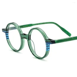 Sunglasses Frames INS Retro Round Plate Women Optical Lens Frame Men's Advanced Quality Prescription Mirror Presbyopia Green