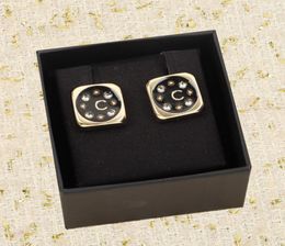 2023 luxury quality charm stud earring with diamond and black Colour square have box stamp PS38548233887
