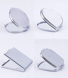 New Silver Pocket Thin Compact Mirror Blank Round Heartshaped Metal Makeup Mirror DIY Costmetic Mirror Wedding Gift4548398