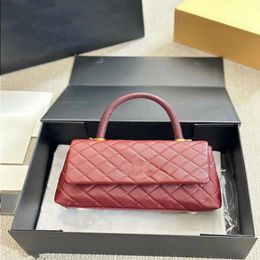 Fashionable Women's Classic Bag Handbag Made of Caviar Patterned Calf Leather Material Detachable Long Shoulder Casual Versatile S Auxu