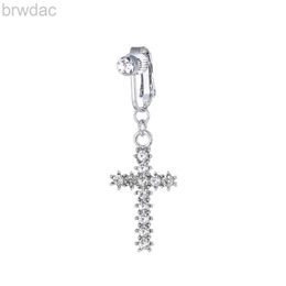 Navel Rings Cross Fake Belly Button Ring Navel Piercing Ombligo Rings Crystal Rhinestones Stud Earrings Ear Clips Fake Belly Piercing d240509