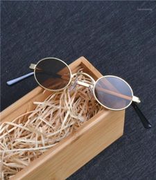 Small Oval Sunglasses for men Male retro Metal frame yellow red vintage small round sun glasses for women 2020 with box FML12686166