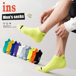 Men's Socks 1 Pairs Bright Color Ankle No Show Men Breathable Running Attack Invisible Deodorant Sport J3E6