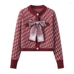 Women's Knits Fashion Sweaters Luxury Ladies Coat Autumn Winter Printing Tops Buttons Cardigan Temperament Knitting Clothing 2024