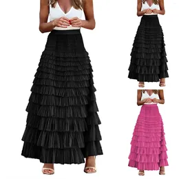 Skirts Women's Tulle Skirt Ruffle Multilayer Mesh A Line Tier Tutu Prom Wedding Long Satin Midi Laye