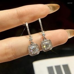 Dangle Earrings Stylever 0.5CT Dazzling Tassels Square Certified Moissanite Diamond Drop For Women 925 Sterling Silver Fine Jewellery