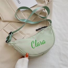 Shoulder Bags Embroidered Name Handbag Nylon Fashionable Simple Single Bag Female Casual Solid Color Large Capacity Crossbody