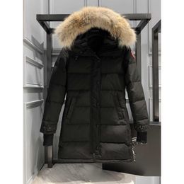 WOMENS Down Parkas Designer Women Canadian Gooses Versione a mezza lunghezza Giacca inverno spessa cappotti caldi Calza antivento goccia di streetwear ot9pf