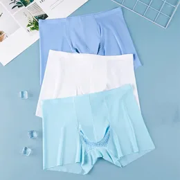 Underpants Men Summer Shorts Briefs Mid-rise Elastic Waist Thin Underwear Transparent Seamless Solid Color Quick Drying Panties