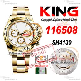 SALE 116508 SA4130 Automatic Chronograph Mens Watch KING Yellow Gold White Stick Dial 904L Oystesteel Bracelet 72H Power Reserv Super Edition Reloj Puretime PTRX