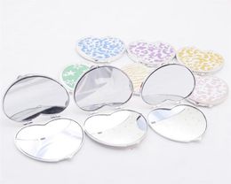 Pocket Mirror Portable Heart Shaped Folding Doublesided Mirror Steel Makeup Mirrors Small Purse for Women Girls Ladies8042107