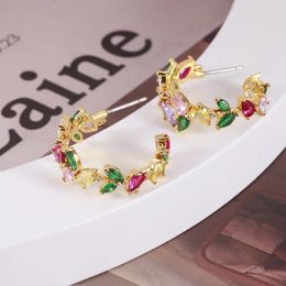 Stud Earrings European And American Jewellery Wholesale Sweet Forest Coloured Water Drop Flash Butterfly Flowers C-Hoop