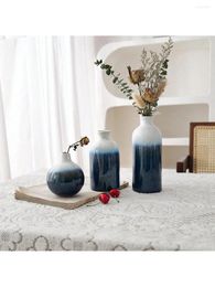 Vases European-Style Vintage Blue High-Grade Stoare Vase Living-Room And Dining-Room Decoration Bedroom For Dried Flowers