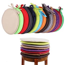 3038cm Solid Colour Round Garden Chair Pads Removable Tieon Seat Cushion for Outdoor Bistro Stool Patio Home Dining 240508