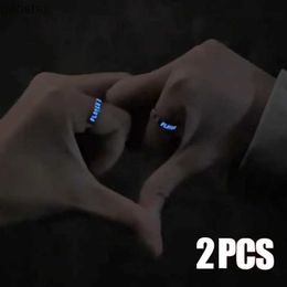 Couple Rings Player1 2 Night Glowing Ring Titanium Steel Colorful Niche Design Advanced Sensory Matching Ring Fashion Fluorescent Couple Ring WX