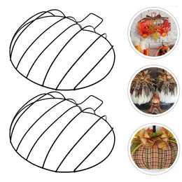 Decorative Flowers 2 Pcs Fall Wreath Floral Frame Forms Metal Wire Thanksgiving Pumpkin Crafts DIY Ornament Iron Arrangement Flower Garland