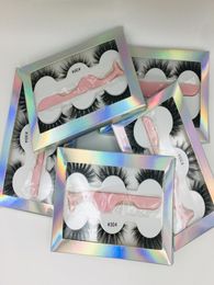 False eyelash 3d mink lashes 3 pair lashes thick Faux 3D real mink eyelashes with tweezers in box 6styles7884581