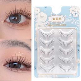 LAWI False Eyelashes 5/10 pairs of U-shaped false eyelashes Korean style manga natural Wispy eyelash extension tool transparent and dry d240508