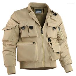 Men's Jackets Multifunctional Military Cross-Country Jacket Multi-Pocket Simple Solid Colour Coat Windproof Fashion M-6XL